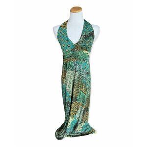 Womens White Mark Couture Stunning Bead Detail Paisley Halter Maxi Dress - Sz M